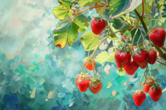 Vibrant Spring Wild Strawberry Plants Background Wallpaper Product Image 1