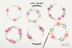 Floral 6 Wreath Watercolor Pink Floral Roses Garlands Flower Product Image 3