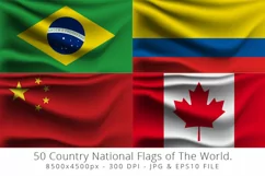 Realistic waving 50 Country National Flags of The World. Product Image 3