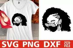 Black Woman in Mask svg, Glasses svg, Curly Hair, Melanin Product Image 2