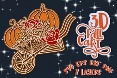 3D Fall cart Harvest svg Papercut svg Mandala 3d Autumn Product Image 1