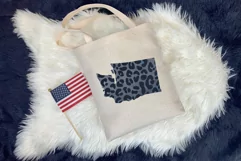 Political divisions of the US. Denim leopard skin print Product Image 4