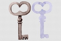 Old Golden Key Watercolor png Product Image 3