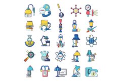Overnight research icons set, cartoon style Product Image 1
