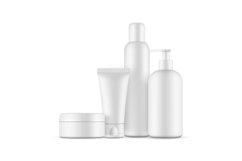 Bottle with cap, bottle with pump, jar, small tube Product Image 1