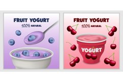 Yogurt box tasty banner set, realistic style Product Image 1