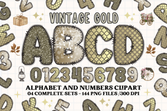 Vintage Gold Alphabet PNG Clipart, vintage letters doodle Product Image 1