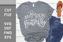Anti-Social Butterfly, Hand Lettered, Cut File Product Image 1