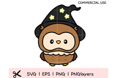 Kawaii Owl with Witch Hat | Cute Halloween Clipart SVG PNG Product Image 1