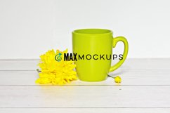 Chartreuse Green mug mock up, 15 oz coffee cup flowers Product Image 1