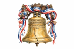 4th of July Liberty Bell Watercolor Clipart Product Image 1