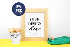 8x10 Vertical Frame Mockup Easter, Wood frame Mockup PSD PNG Product Image 1