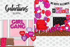Galentine's Day SCENE Gal Pal Pink Red Illustration - PNG Product Image 1