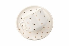 Ceramic cup with saucer isolated on white background 3 pcs Product Image 1