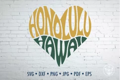 Honolulu Hawaii Cut File | Heart Word Art Product Image 1