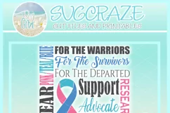 I WEAR Pink Blue Teal Thyroid Cancer Promote Awareness SVG Product Image 4