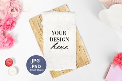 White Kitchen Towel Mockup Valentine's Day PSD, JPG Product Image 4