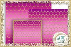 18 Digital Papers - Purple with Gold Glitter - Mermaid Scale Product Image 6