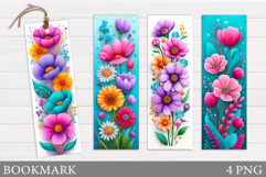 Flowers Bookmark Sublimation. Floral Bookmark Design Product Image 1