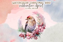 Christmas Bird Watercolor Clipart Product Image 8