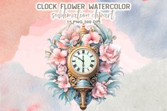 Clock Flower Watercolor Sublimation Clipart Product Image 9