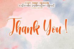Cute Baby Dragon Watercolor Sublimation Clipart Product Image 9