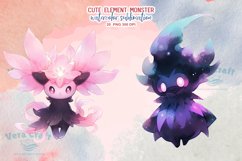 Cute Element Monsters Watercolor Sublimation Clipart Product Image 10