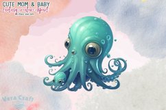 Cute Mom &amp; Baby Fantasy Creature Watercolor Clipart Product Image 10