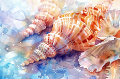 Watercolor Sea Shell Background Wallpaper Product Image 1