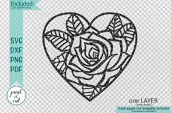 Heart Rose Floral cutting Wedding paper cut svg laser cut Product Image 2