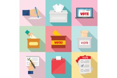 Ballot voting box vote icons set, flat style Product Image 1