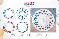 Wreaths Stars SVG- 4th Of July sign making design - Cut file Product Image 1