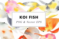 Watercolor Koi Fish Illustration Clip Art in PNG & EPS Product Image 3