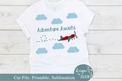 Adventure Awaits - Vintage Plane SVG, Sublimation, Printable Product Image 3