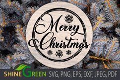 Christmas Ornament SVG - Round Sign with Snowflake Product Image 1