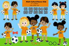 Multi-cultural kids soccer clipart, sport team, sports Product Image 1
