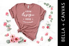 Heather Mauve Bella Canvas 3001 Floral T-Shirt Mockup Roses Product Image 1