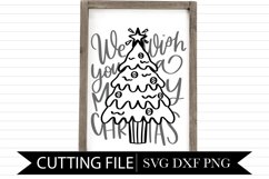 Christmas Tree With Lettering In Back - Hand Lettered SVG Product Image 1