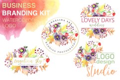 LOGO with asters, maple leaves and physalis Watercolor png Product Image 1