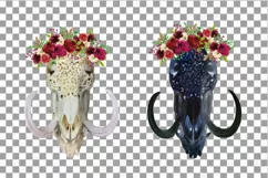 Watercolor Floral Wild Boar Skull, Indian Tribal clip art Product Image 4