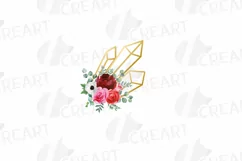 Watercolor pink, white and burgundy floral geometric frame Product Image 6