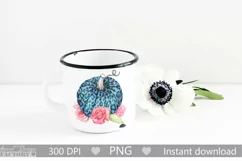 Leopard pumpkin and watercolor flowers sublimation design Product Image 2