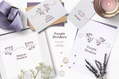 Purple flowers clipart | Vintage floral clipart dividers Product Image 1