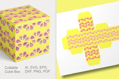 Yellow Floral Ornaments Cuttable Cube Gift Box with Holes Product Image 4