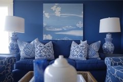 Elegant blue living room interior with coastal decor Product Image 1