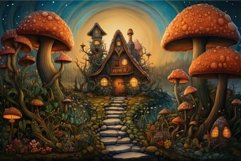 Enchanted mushroom cottage at twilight Product Image 1
