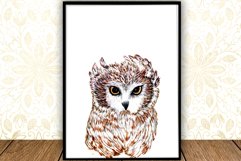 Baby Owl Watercolor digital Print Forest Nursery Art Poster Product Image 1