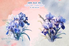 Dark Blue Iris Watercolor Sublimation Clipart Product Image 9