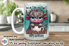 Funny Highland Cow Mug Wrap, Sarcastic Coffee Mug Print Product Image 1
