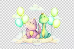 Dinosaurs, watercolor animals, Cute dino clipart, PNG digita Product Image 3